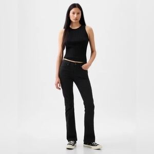 GAP Mid Rise Bootcut Jeans Stretch 30/10 PETITE Black NWT RT$80 Biker Boho Work